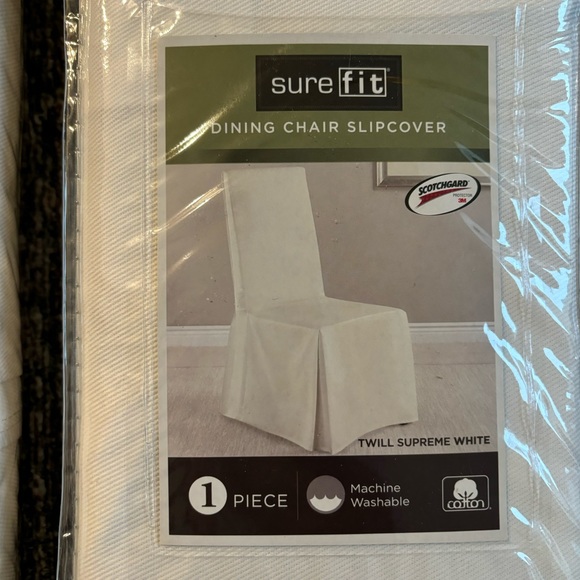 ❌SOLD❌ NEW Set of 2 SureFit Long Dining Chair Slipcovers - Twill White Supreme - Picture 4 of 11